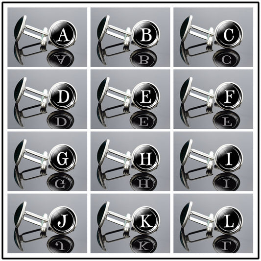 Gemelos de Letras Inglesas en Metal Precioso con Brillo Diamante - Image 2