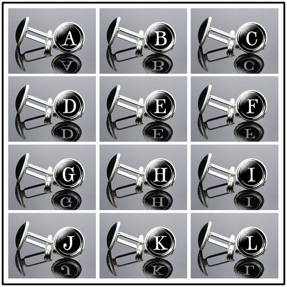 Gemelos de Letras Inglesas en Metal Precioso con Brillo Diamante