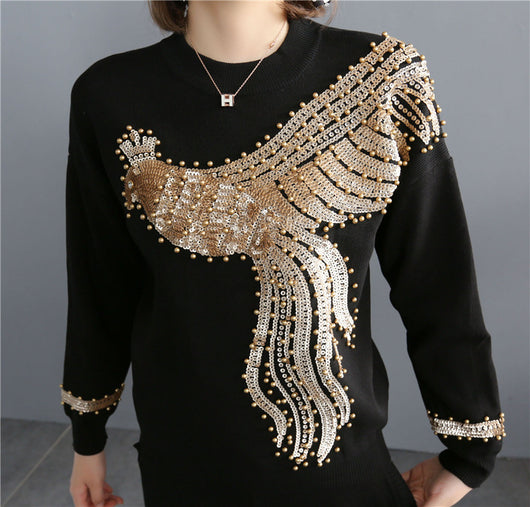Conjunto Tejido Estilo Occidental con Fénix Bordado para Mujer - Image 7