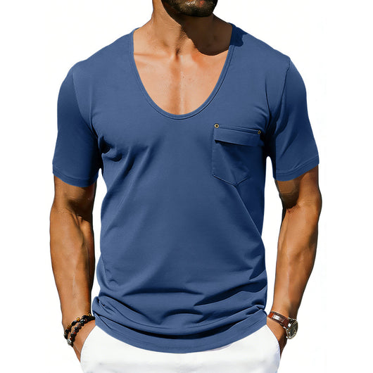 Playera Holgada Casual para Hombre con Cuello Amplio y Mangas Cortas - Image 40