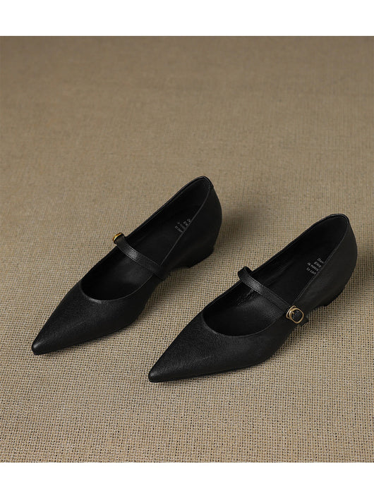 Pumps Retro Francés Punta Fina de Piel de Oveja para Mujer - Image 28