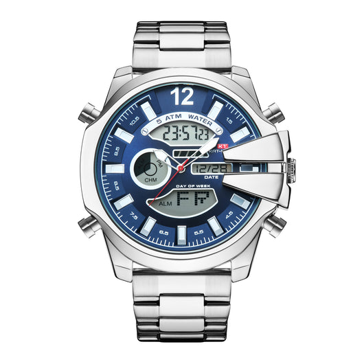 Reloj Deportivo de Acero Inoxidable Dual con Alarma LED Resistente al Agua - Image 10
