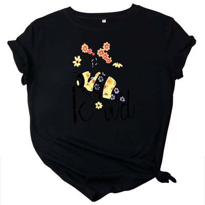 Camiseta Estampado Abejas y Flores Cuello Redondo Manga Corta - Image 3