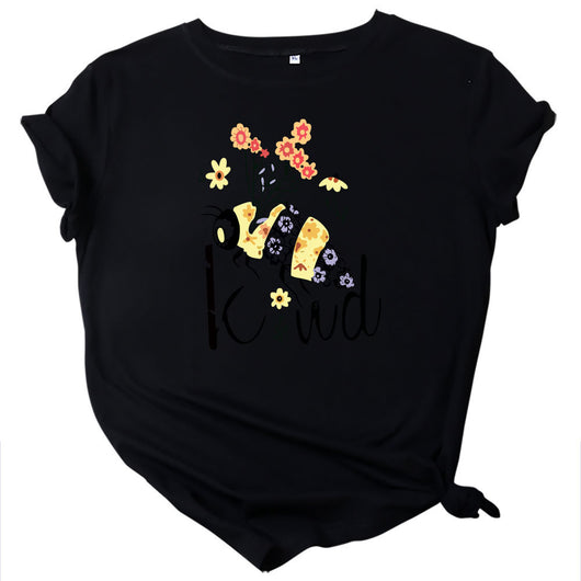 Camiseta Estampado Abejas y Flores Cuello Redondo Manga Corta - Image 3