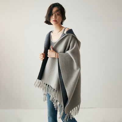 Capa Poncho con Capucha y Aislamiento de Aire Engrosado