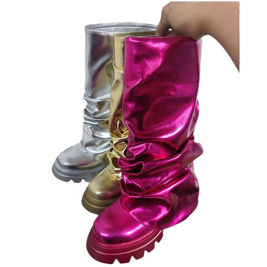 Botas Mujer de Caña Redonda con Base Reforzada y Pliegues - Image 2