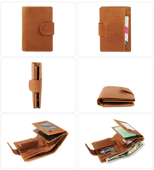 Billetera de Cuero para Hombre Estilo Retro Crazy Horse - Compacta y Clásica - Image 16