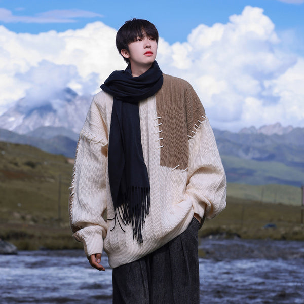 Suéter Patchwork de Contraste para Niños - Diseño Niqi Otoño Invierno