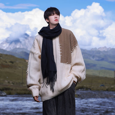 Suéter Patchwork de Contraste para Niños - Diseño Niqi Otoño Invierno