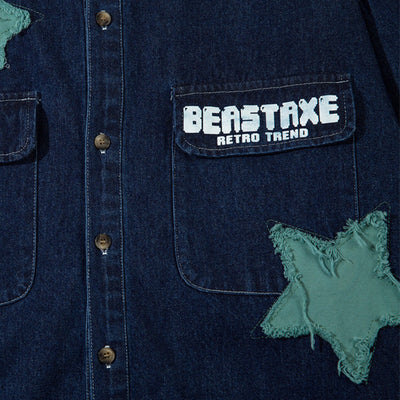Camisa Denim con Bordado de Estrella de Cinco Puntas - Diseño Personalizado - Image 4