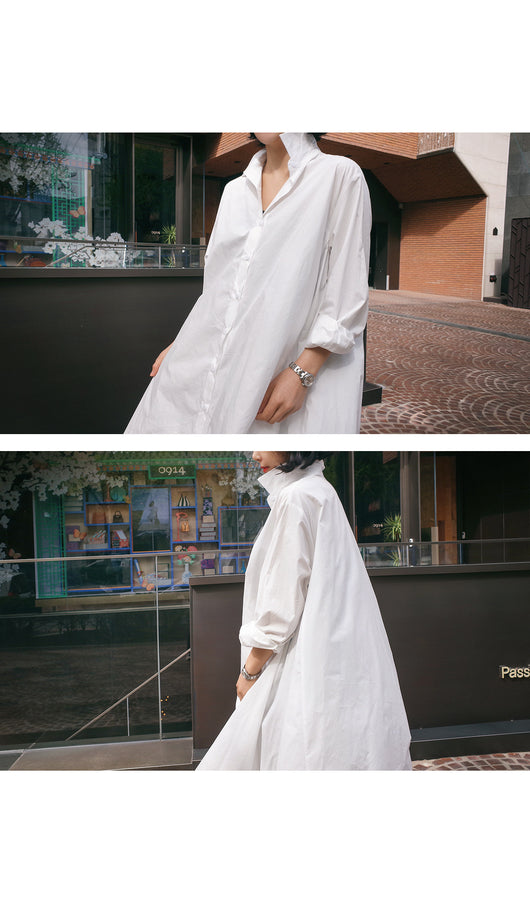 Vestido Camisa Casual Blanco y Negro con Diseño Irregular - Image 13
