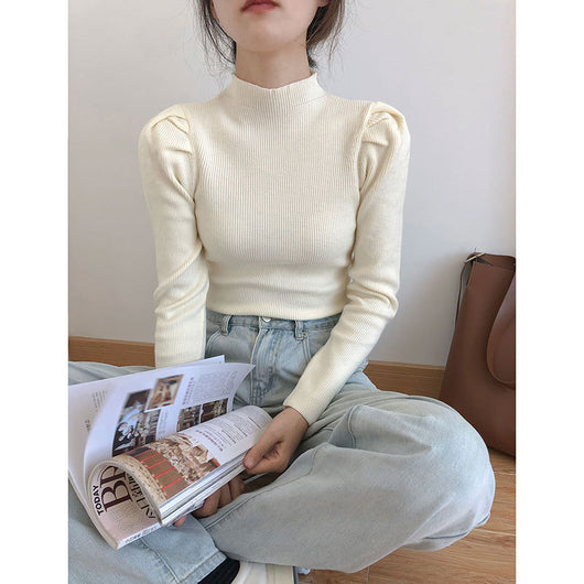 Blusa Tejida Cuello Alto con Mangas Abullonadas - Image 12