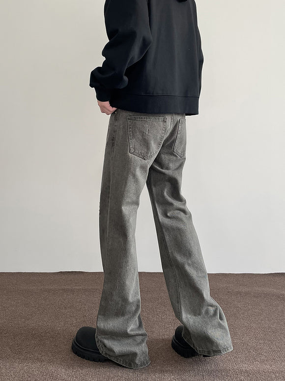 Jeans Rectos Vintage Desgastados para Hombre