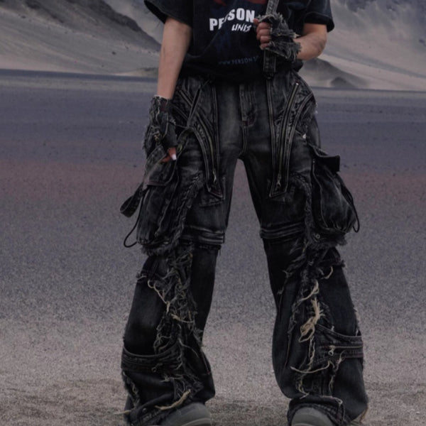Pantalón Vaquero de Trabajo con Correas Desmontables y Reconfigurables