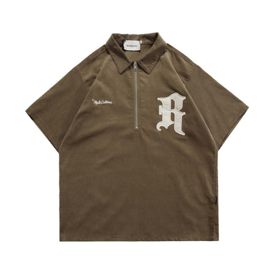 Sudadera Retro Street Manga Corta Pana con Cierre - Image 7