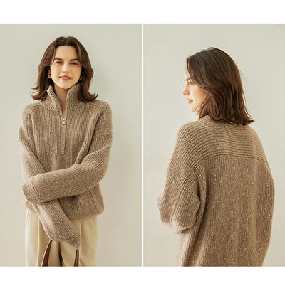 Suéter de Cashmira con Cuello Mao Grueso de Cinco Capas para Mujer - Abrigo Base Holgado Otoño Invierno - Image 19