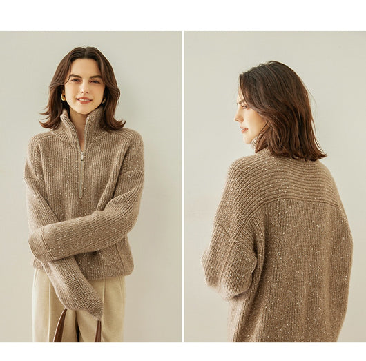 Suéter de Cashmira con Cuello Mao Grueso de Cinco Capas para Mujer - Abrigo Base Holgado Otoño Invierno - Image 19
