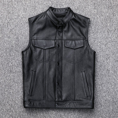Chaleco de Cuero para Motociclista - Estilo Casual Tallas Grandes