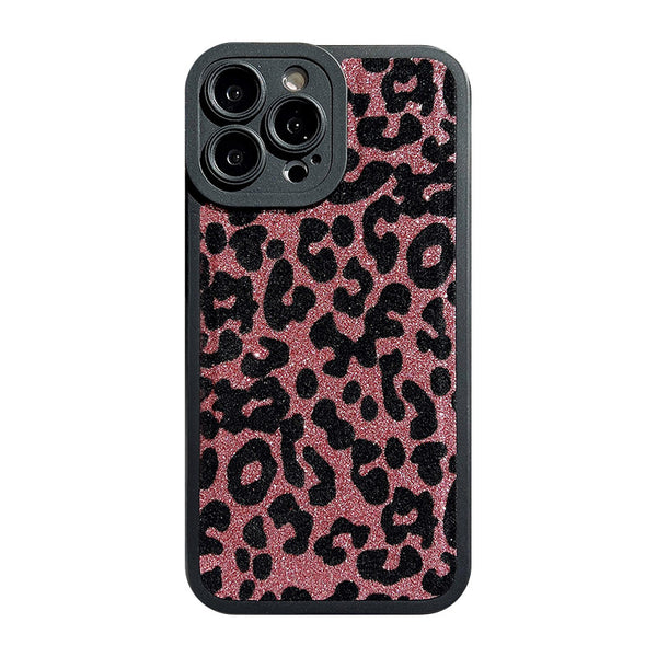 Funda de Silicona Leopardo Glitter Brillante Protección Total Antigolpes