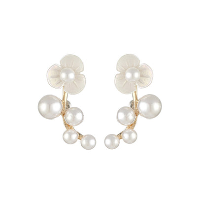 Aretes de Perla Metálica con Forma de Flor - Image 12