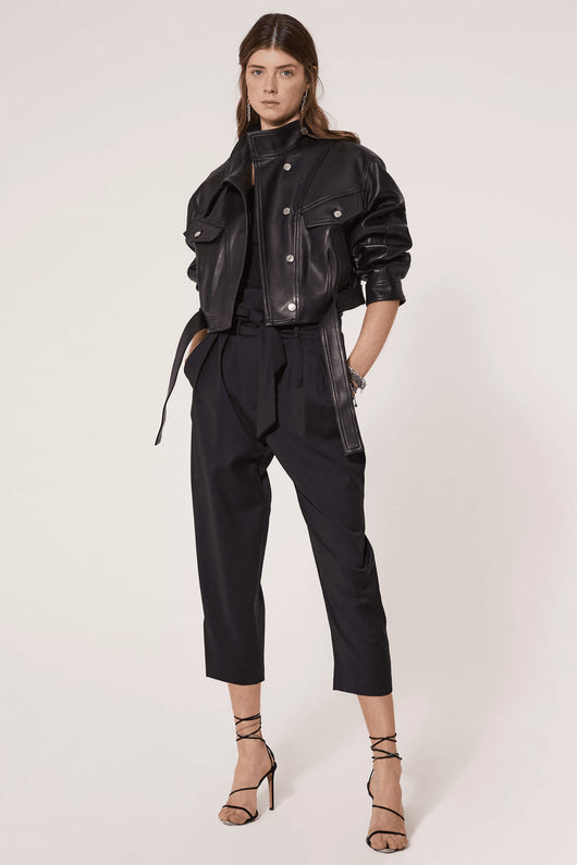 Chaqueta Vaquera con Cinturón de Cuero Suave y Lana Texturizada - Image 3