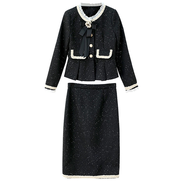 Conjunto Otoñal Elegante: Abrigo y Falda Estilo Occidental para Mujer