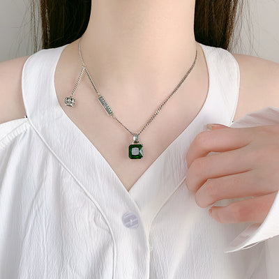 Collar de Plata S925 con Esmeralda - Cadena Retro Hip Hop para Mujer - Image 9