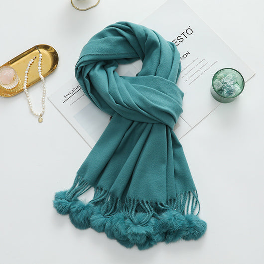 Capa Elegante para Mujer con Pompones - Mezcla de Cachemira y Lana - Image 17