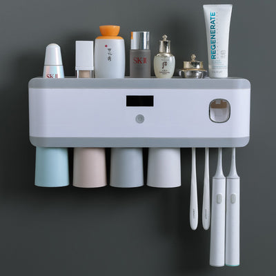 Soporte Desinfectante UV para Cepillo de Dientes y Vaso de Enjuague