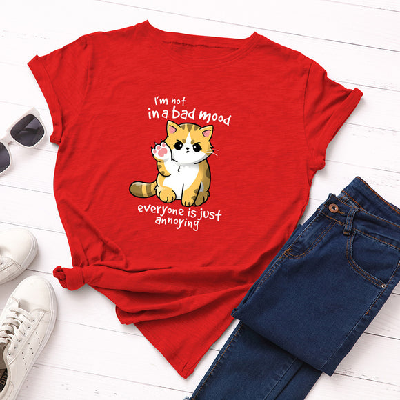 Camiseta Básica de Algodón para Mujer - Cuello Redondo Manga Corta