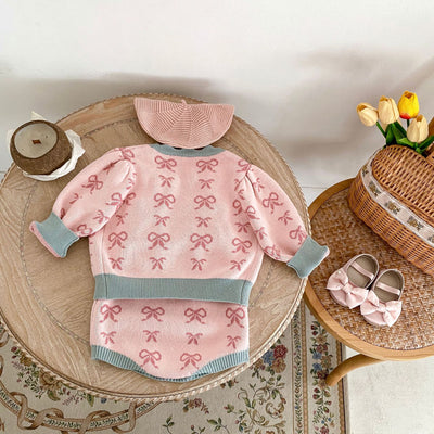 Cardigan Romper de Punto con Cuello Concha y Moño - Manga Larga - Image 14