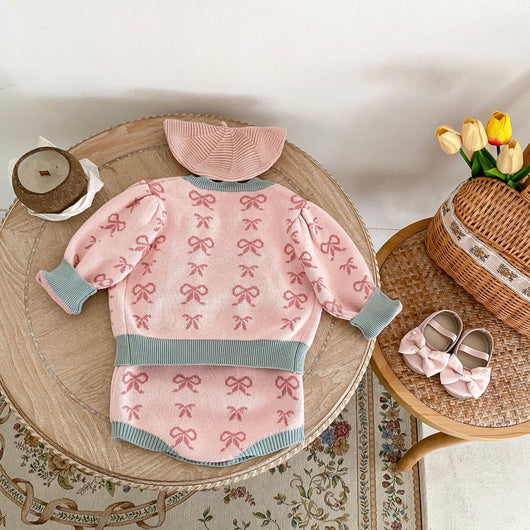 Cardigan Romper de Punto con Cuello Concha y Moño - Manga Larga - Image 14