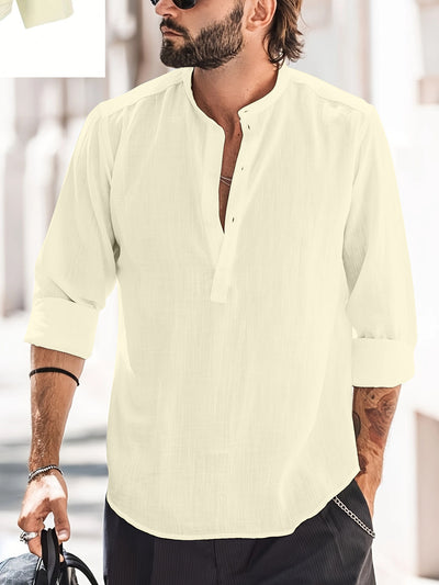 Camisa Casual para Hombre con Cuello de Pie y Puños Reforzados - Image 4
