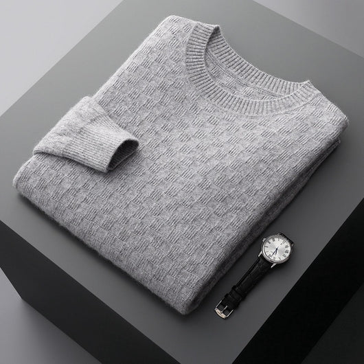 Suéter de Cachemira Gruesa para Hombre - Cuello Redondo Elegante para Otoño e Invierno - Image 9