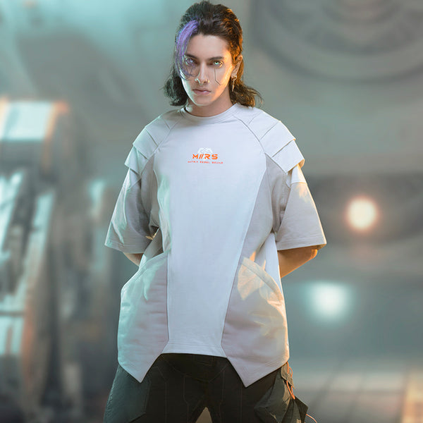 Playera Suelta de Malla con Bloques de Color