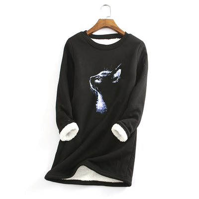Sudadera Estampada con Pelaje para Mujer - Diseño Gato - Image 4