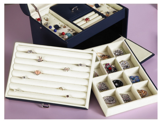 Organizador de Joyas de Tres Niveles - Caja de Almacenamiento Grande Estilo Europeo - Image 9