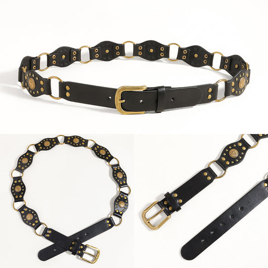Cinturón Vintage Unisex con Hebilla de Metal Remachado - Estilo Punk Hip Hop - Image 29