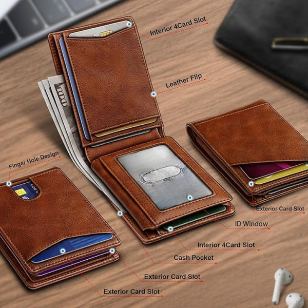Billetera Retro Antirrobo con Múltiples Compartimentos para Tarjetas