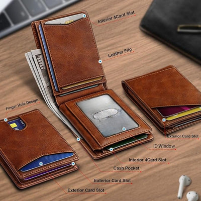 Billetera Retro Antirrobo con Múltiples Compartimentos para Tarjetas