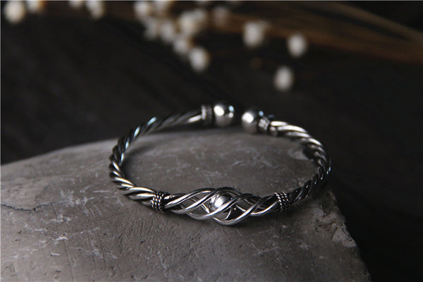 Pulsera de Plata Esterlina Retro Artesanal para Mujer