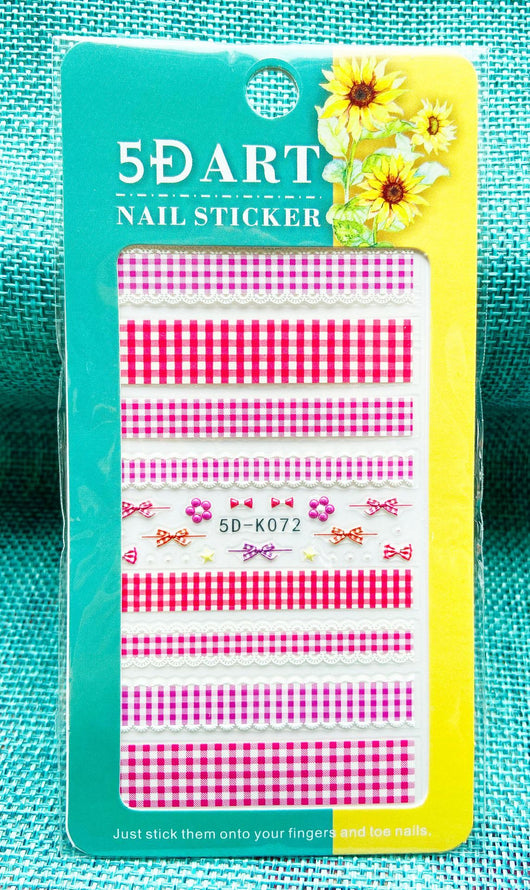 Stickers de Uñas 3D con Relieve - Diseño Cuadros y Moños para Verano - Image 21