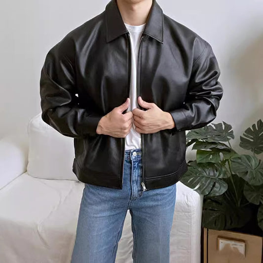 Chaqueta de Cuero para Motociclista Estilo Baseball - Image 2