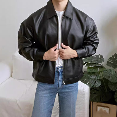 Chaqueta de Cuero para Motociclista Estilo Baseball - Image 2
