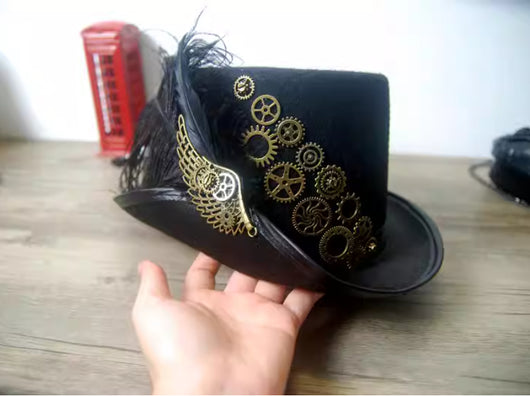 Sombrero Gatsby Steampunk Retro con Plumas Aladas - Image 4