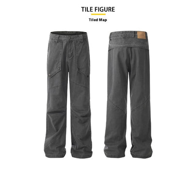 Pantalones Sueltos Efecto Lavado Negro con Bolsillos Grandes y Bota Acampanada - Image 8