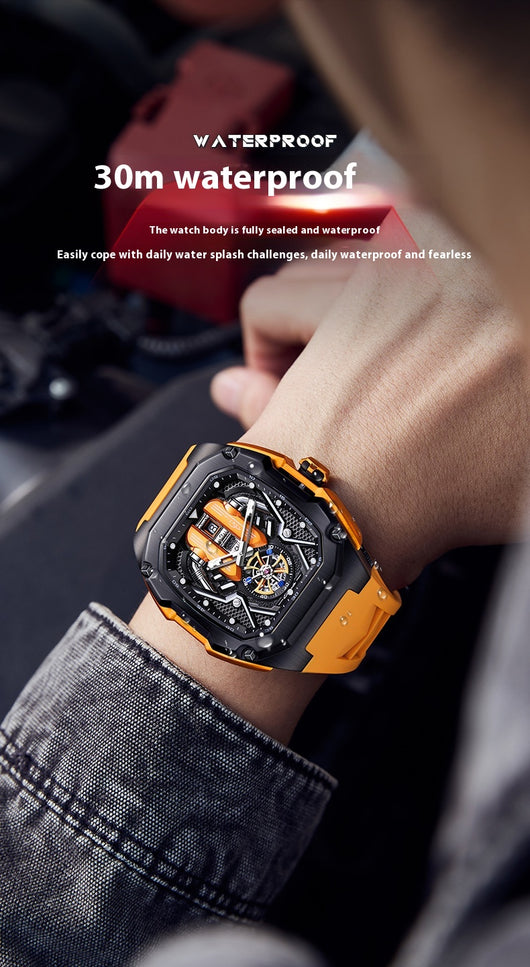 Reloj Tonneau de Lujo Hueco 3D con Luminiscencia y Resistencia al Agua - Image 9