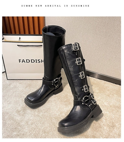 Botas Martin de Cuero Genuino con Tacón Robusto y Hebilla Retro para Mujer - Image 20