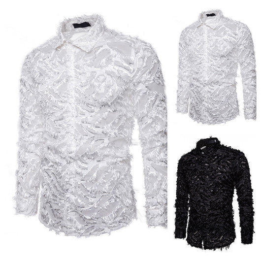 Camisa de Hombre con Borlas de Pluma en Solapa - Image 17