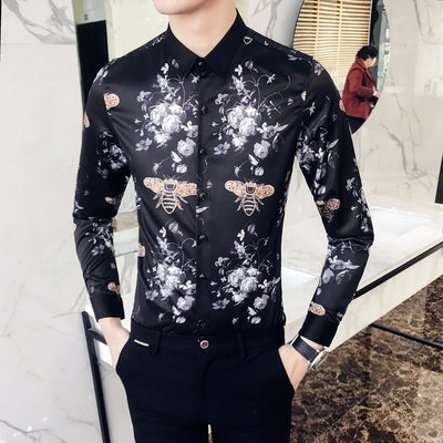 Camisa Manga Larga Hombre Estampado Rosa Negra - Image 18